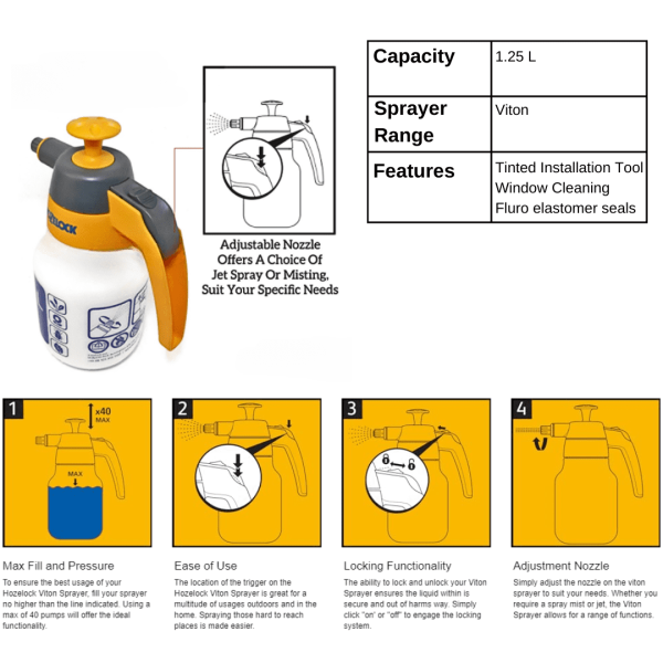 HOZELOCK 1.25L Spray Mist Pressure Sprayer (MADE IN UK) Spray Bottle Large Original - Image 3